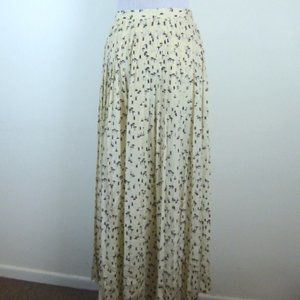 KRIZIA silk skirt pleated Neiman Marcus i44 VINTAGE cream print made in Italy